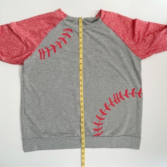 BKTOPS Women's Baseball Lace Stitch Color-block Pullover Sweatshirt Size XXL - Picture 8 of 12